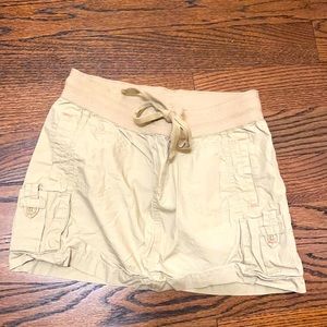 Khaki cargo mini skirt drawstring